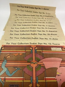 Peter Max Original Newspaper  1971 Abstract Psychedelic Zodiac Complete Set 12 - Picture 1 of 19