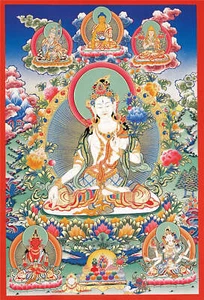 Gandhanra Giclee Printed Tibetan Thangka Art - White Tara - 47.2" - Picture 1 of 12
