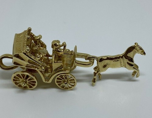 COACH CIONDOLO CAVALLO E CARROZZA MOBILE ORO MASSICCIO 14 KT ESTATE