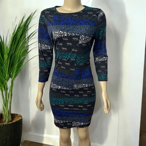 UNDERCOVER Nuovo con etichette! Abito Victoria's Secret schiena aperta stampa animale multicolore taglia Med