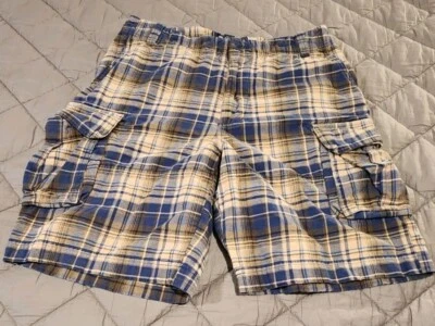 Pantalones Cortos Hombre Duck Head Carga Talla 32 Cuadros Azul Marrón Beige 100% Algodón  Foto 1 de 4