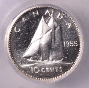 1955 Canada 10 Cents 2.33g Silver 0.800 - ICG PL 67 - Picture 1 of 3