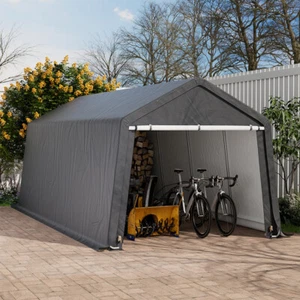 Outdoor Shed Equipment Shelter Cover Storage Bicycle PE Waterproof Steel Frame - Picture 1 of 35