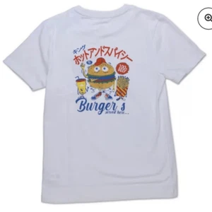 NWT Denim & Flower Unisex Tokyo Burger Graphic Tee White Short Sleeve Size 11/12 - Picture 1 of 7