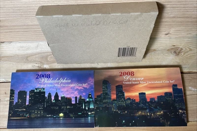 2008 US Mint Uncirculated Coin Set Denver + Philadelphia 28 coins w/OGP & COA - Image 1 of 4