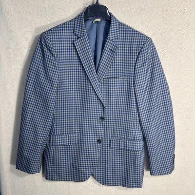 The Savile Row Co London 42L BROMLEY Azul Gris Cuadros Guinga Mezcla de Lana 2 Botones Foto 1 de 4