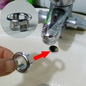 Sink Chrome Hole Inserts Round Inserts Round Overflow Ring 2pcs Cover Cap- - Picture 1 of 11