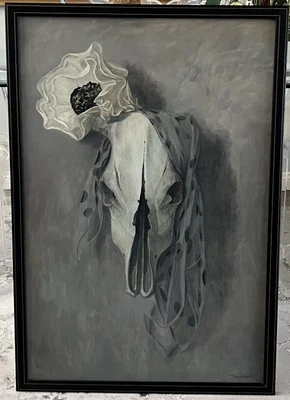 Manuel Acosta ~ Artista mexicano/estadounidense de Texas Pintura al óleo original “Novela” Foto 1 de 4