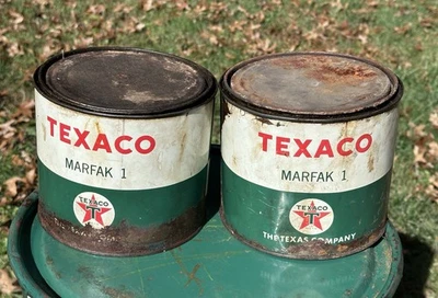Texaco Marfak 1 Grasa 5 lb Latas 3/4 Completo y 7/8 Completo De Colección Lata Talla 5-1/2" X 6-1/2" Foto 1 de 4