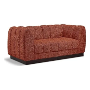 Pemberly Row 2-Piece Contemporary Fabric Modular Sofa in Cognac Orange - Picture 1 of 11
