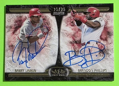 A 2016 Topps Tier One Barry Larkin/Brandon Phillips doble automático 25/25 -Rojos Foto 1 de 2