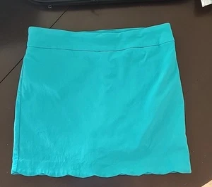 Counterparts Size L Turquoise Skort W Scalloped Hem Rayon Nylon Spandex - Picture 1 of 4