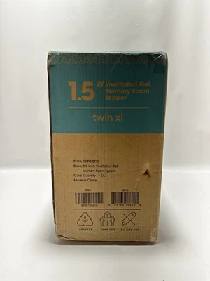 Colchón de dormitorio CertiPUR 1,5” gel espuma viscoelástica Topper Twin XL refrigeración Foto 1 de 4