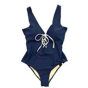 Summersalt x Jacey Duprie Lace Up Backflip Navy Blue One Piece Swimsuit Size 12 - Picture 1 of 6