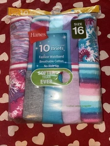 Hanes Girls Sparkle Briefs 10-Pack Size 16 - Picture 1 of 2