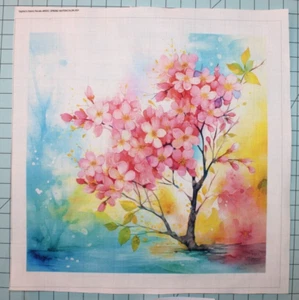 Bloque de acolchado de árbol de acuarela panel de tela 100 % algodón 8"x8" de 1 pieza C609 - Imagen 1 de 2