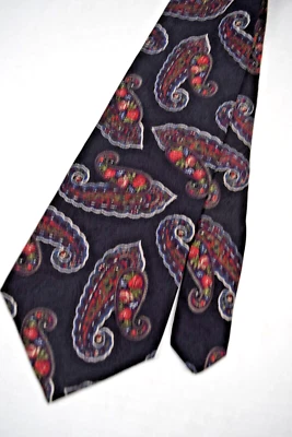 Corbata de Colección Años 70 80 Don Loper Beverly Hills Cachemira Grande Negra Seda Ancha 57 x 4" Foto 1 de 4