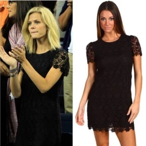 Juicy Couture Cotton Silk Floral Guipure Lace Mini Dress Black Short Sleeve 4 - Picture 1 of 12