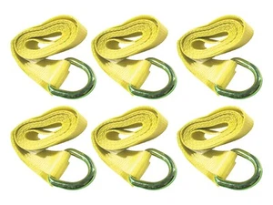 6 pcs 2" x 10 ft Lasso Tie Down Wheel Lift Strap D-Ring Cinch Pull Trailer Tow - Picture 1 of 1