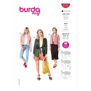 Burda Sewing Pattern 6123 Women's Collarless Jacket Classic Cut Integral Sleeves - Picture 1 of 3