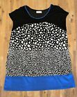Ladies plus size Clarity sleeveless tunic top black white blue approx 18-20 6026