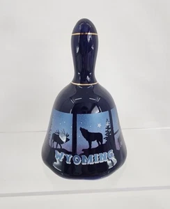 Wyoming State Glocke Sammlerstück Souvenir kobaltblau Tierwelt Silhouette - Bild 1 von 5