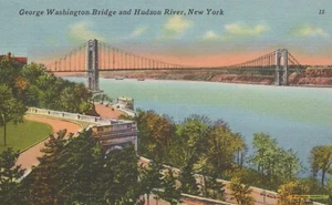 George Washington Bridge & Hudson River - New York, New York - unveröffentlichte Leinen - Bild 1 von 3
