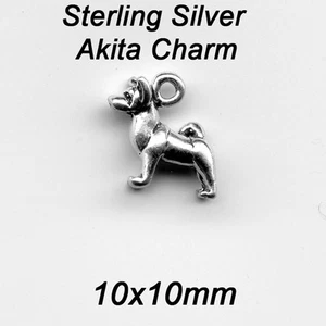 Sterling silver AKITA 3D Dog Charm apx 2 Grams - Picture 1 of 1