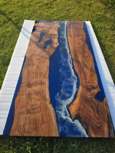 Ocean River Epoxy Table Top, Epoxy Wooden Table Top, Garden Furniture Decor - Picture 1 of 7