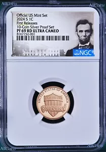 2024 US Come Nuovo Stati Uniti - Argento-Proof-SET Versione LINCOLN CENT Penny NGC PF69 RD FR - Foto 1 di 1