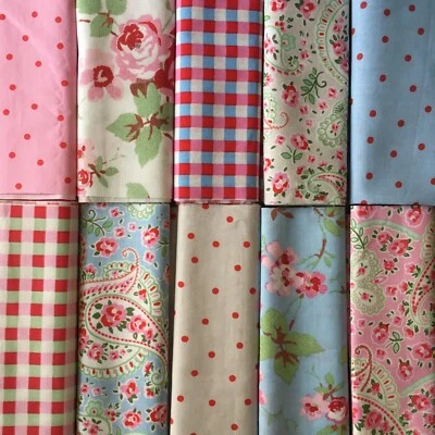 IKEA Rosali Fabric Bundle 10 * 25cm Square Paisley Spot Rose Check Cotton New - Image 1 of 4