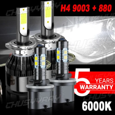 For Mitsubishi Galant 1999-2003 Combo 9003 H4 880 LED Headlight Fog Light 4 Bulb - Image 1 of 4