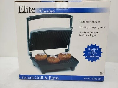 Parrilla y prensa Elite Cuisine Panini EPN-501. CAJA ABIERTA NUEVA (131839-11 MR CC4) Foto 1 de 4