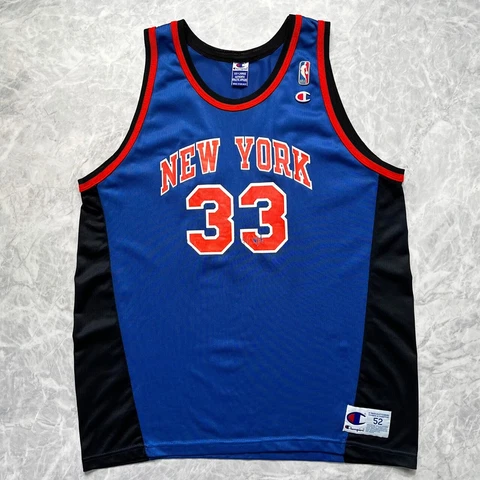 VTG 90s NBA NEW YORK KNICKS PATRICK EWING CHAMPION JERSEY SIZE 52 XXL Cover