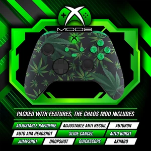 XBOX ONE SERIES CUSTOM RAPID FIRE CONTROLLER - CHAOS ANTI RECOIL MOD - WEED LEAF - Picture 1 of 7