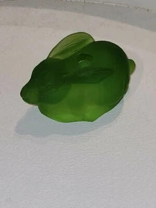 Frosted Bunny Candle Holder Green unmarked - Picture 1 of 10