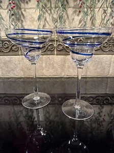 (2) VIDRIOS MARGARITA REMOLINO ESPIRAL AZUL COBALTO - Imagen 1 de 5