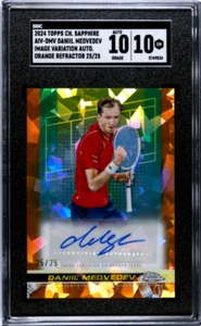 Daniil Medvedev 2024 Topps Sapphire Orange Image Variation Orange Auto /25 SGC10 - Picture 1 of 2