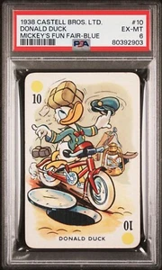 Disney 1938 Castell Brothers Mickey's Fun Fair Cards Donald Duck Blue #10 PSA 6 - Picture 1 of 2