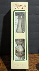 Vtg Christmas Tree Top Topper Orig Box Romania Hand Decorated Cream Satin Finial - Picture 1 of 10