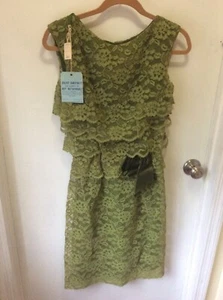 Vintage Harou California Kleid Damen grün kleine Spitze Stufen Loehmanns1965 - Bild 1 von 12