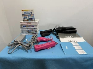 Nintendo Wii Schwarz Konsole - AV-Kabel & Netzteil inkl. 12 Spiele Steuergerät - Bild 1 von 12