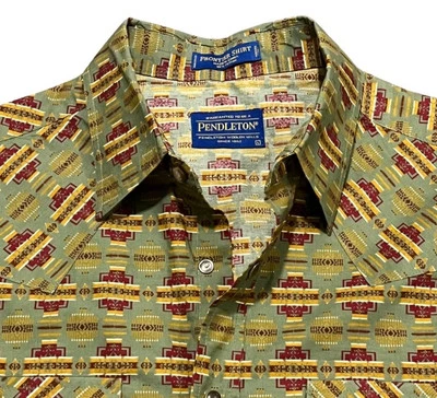 Pendleton Frontier Snap Button Aztec AOP Cotton Long Sleeve Men's Large - Image 1 of 4