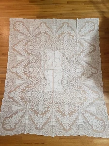 Vintage Quaker Spitze Baumwolle cremeweiß Tischdecke sauber 65" x 76" EUC atemberaubend - Bild 1 von 7