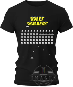 T-SHIRT SPACE INVADERS GAME ARCADE MAGLIETTA VIDEOGIOCHI ALIENO - Picture 1 of 2