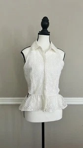 BGBGeneration Blouse Women S Halter Empire Waist Top White Eyelet Cut Out NEW - Picture 1 of 16