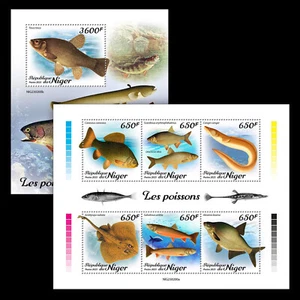 Fishes MNH Stamps 2023 Niger M/S + S/S - Picture 1 of 3