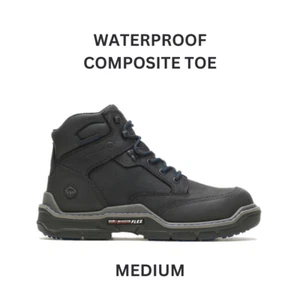 WOLVERINE W221003-M - Men's RAIDER DURASHOCK 6'' CT WP (Medium) Black Leather Wo - Picture 1 of 5