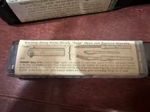 EDDIE BAUER VINTAGE BOKER SNACPAC CAMPER KNIFE SPOON FORK TWO (2) SETS, 1 NEW - Picture 1 of 8