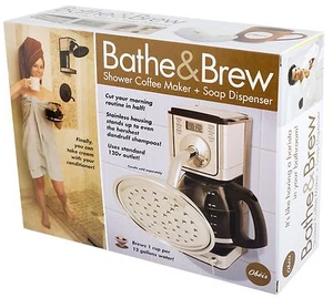 BATHE & BREW - Prank Fake Funny COFFEE MAKER SHOWER PARODY Joke Gift Box - Picture 1 of 8